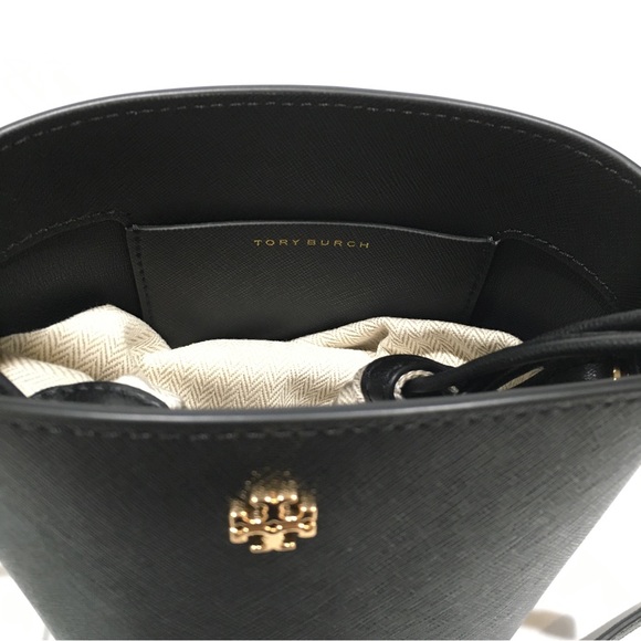 Tory Burch Emerson Mini Bucket Bag / Crossbody -Black -NWT - Picture 8 of 13